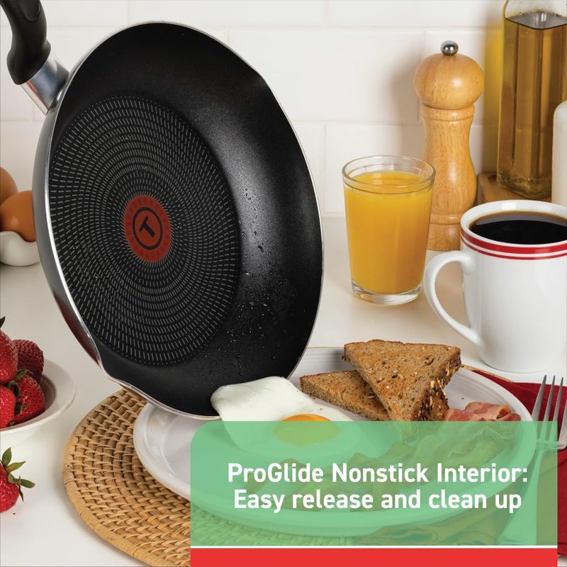 T-fal Initiatives Nonstick Cookware Set 18 Piece, Oven Broiler Safe 350F, Kitchen Cooking Set w/Fry Pans, Saucepans, Stockpots, Skillet, Spoons, Lids Pots and Pans Set Non Stick Dishwasher Safe Black - Image 2
