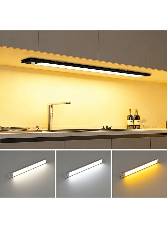 SKT Shiketro 60cm Wireless Aluminum Motion Sensor Light, 3-Color Dimming LED Rechargeable ，Human Body Sensor，Night Light/ Magnetic Closet Light/ Wireless Light for Kitchen， Staircase, Wardrobe, corridor，Study Light - Image 1