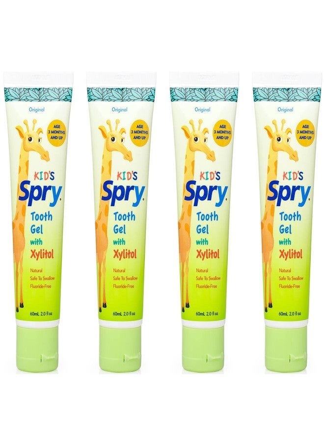 Spry Natural Xylitol Toothpaste for Baby, Toddler and Kids Age 3 Months and Up - Fluoride Free Tooth Gel, Tasty, Support Development of Emerging Teeth, Original 2 Fl Oz (Pack of 4) - Image 1