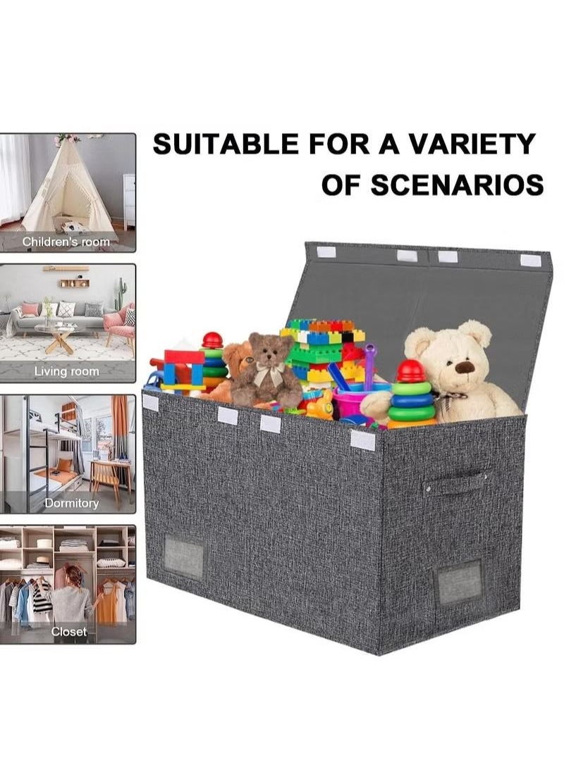 Gonice - Large Toy Box Chest Storage with Lid - Collapsible Kids Toys Boxes Organizer Bins Baskets Container with Handles - Image 1