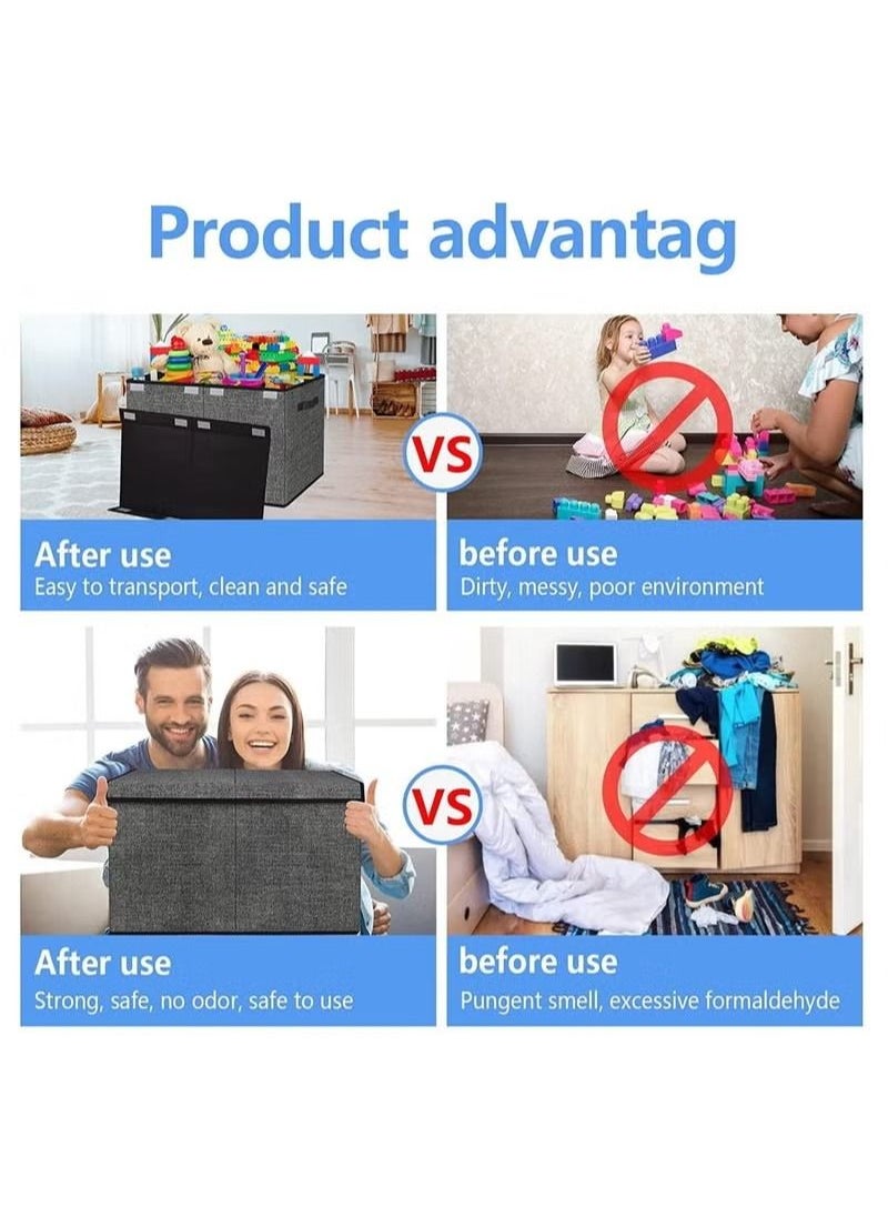 Gonice - Large Toy Box Chest Storage with Lid - Collapsible Kids Toys Boxes Organizer Bins Baskets Container with Handles - Image 1