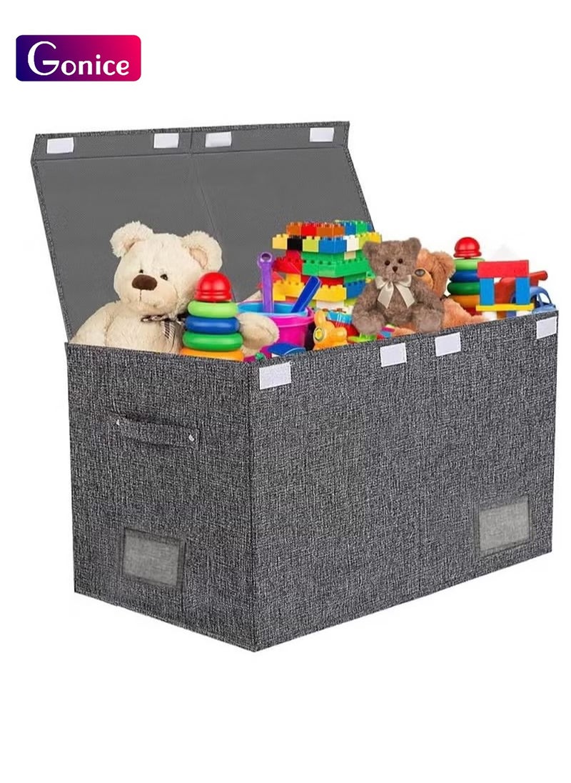 Gonice - Large Toy Box Chest Storage with Lid - Collapsible Kids Toys Boxes Organizer Bins Baskets Container with Handles - Image 1