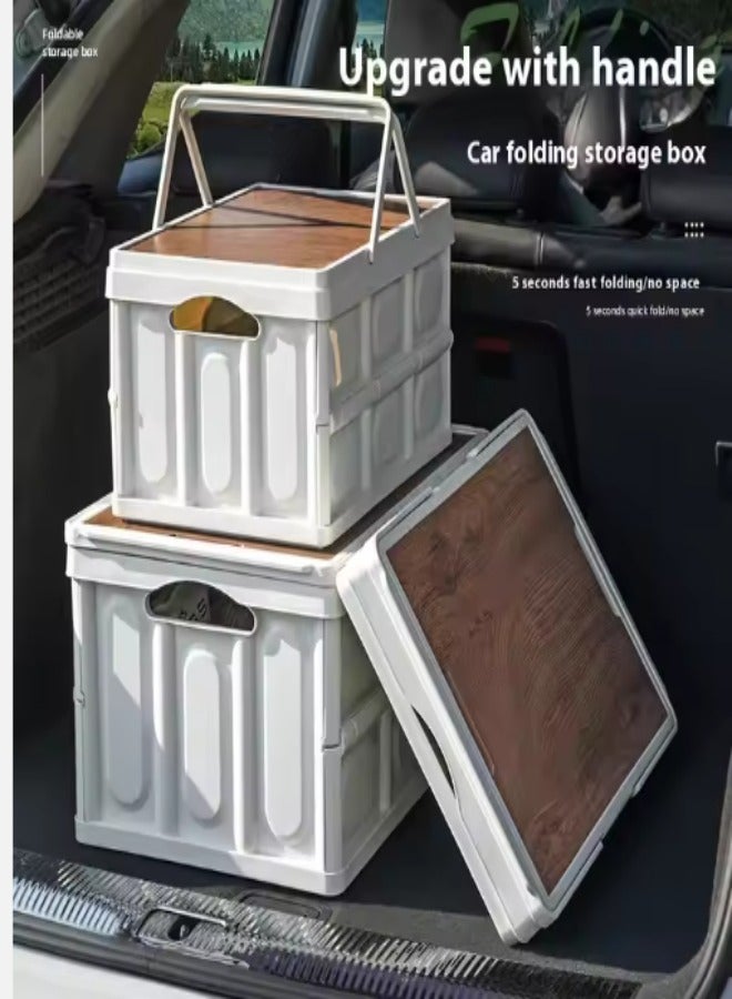 DUNISO Foldable storage box, multifunctional portable plastic box with lid and handle, used for storing clothes, snacks, toys, and books, suitable for home office outdoor, 30L, white - Image 2