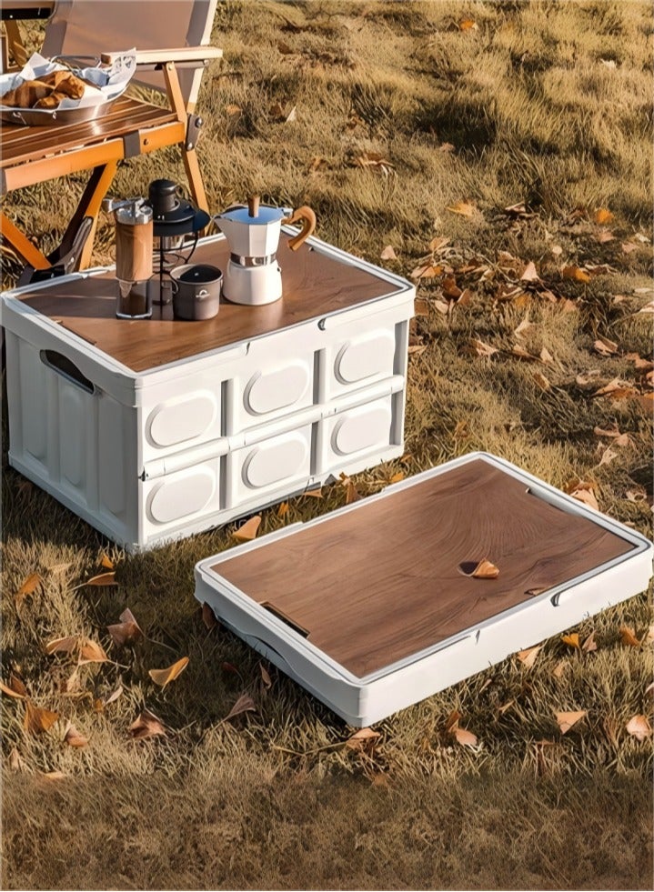 DUNISO Foldable storage box, multifunctional portable plastic box with lid and handle, used for storing clothes, snacks, toys, and books, suitable for home office outdoor, 30L, white - Image 3