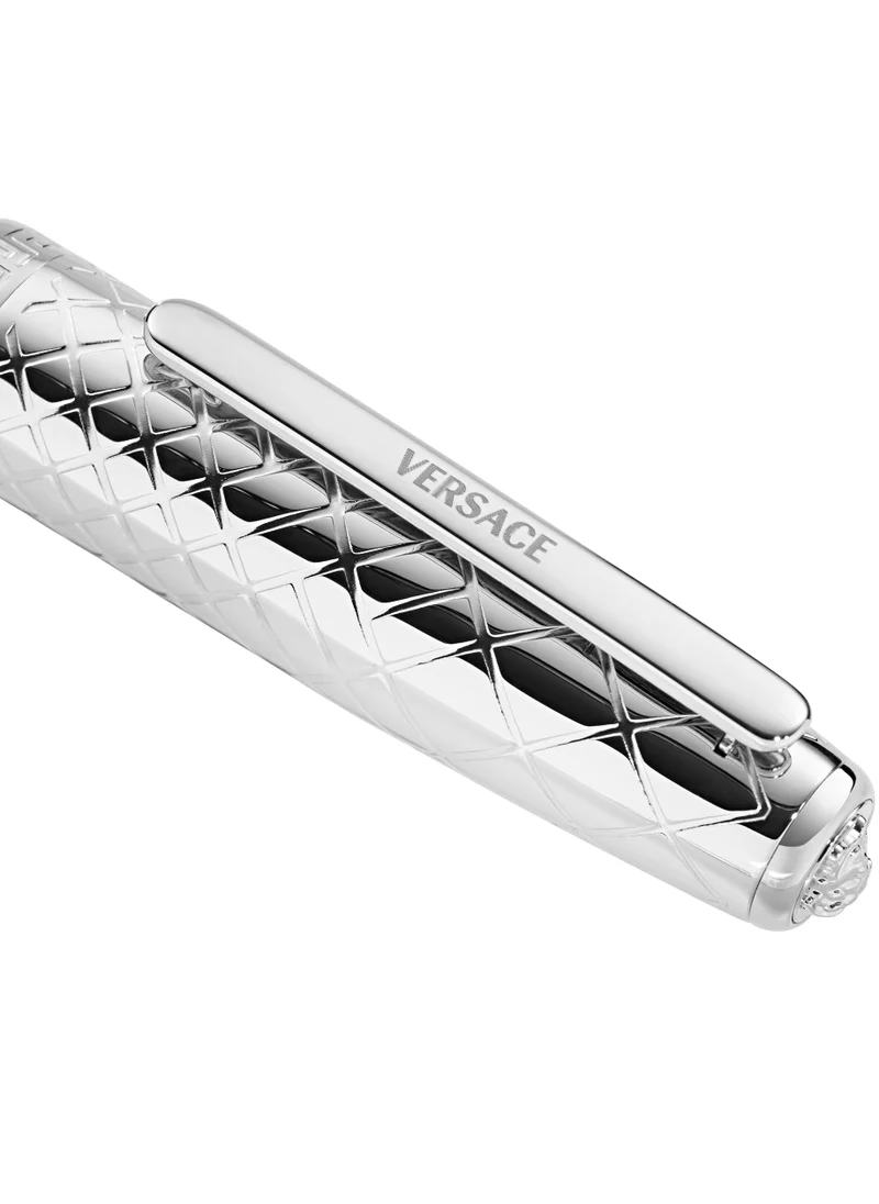 فيرزاتشي Roller Pen - Stainless Steel Barrel with Geometric Pattern and Greca Ring