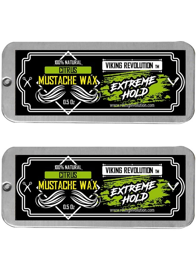 Viking Revolution - Hair Styling Agent Mustache Wax 2 Pack Extreme Hold Beard & Moustache Wax For Men Strong Hold Helps Train Tame & Style 0.5Oz Each (Citrus 2 Pack) - Image 1