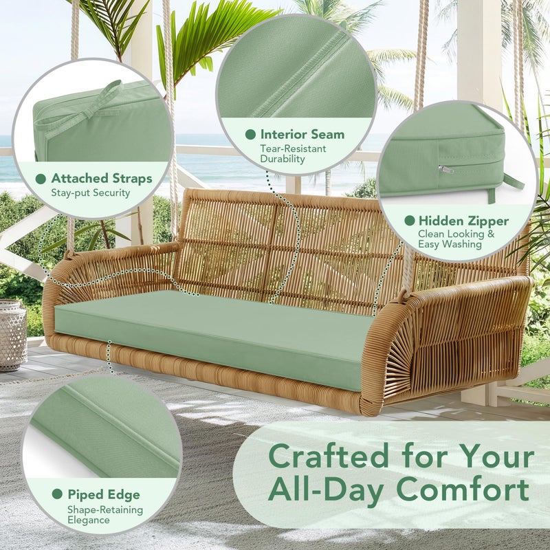 Summsun Outdoor Bench Cushion: Waterproof and Fade Resistant Patio Furniture Cushions - Non-slip Bench Pad Cushion with Removable Cover for Garden Swing Porch Sofa Settee, 48 x 18 x 3 Inch, Sage Green - Image 4