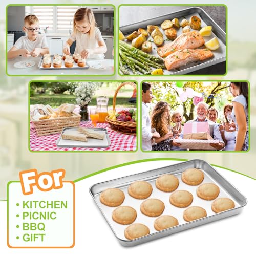 CEKEE Quarter Sheet Pan Set of 4, CEKEE Stainless Steel Baking Sheet & Cookie Sheets for Baking, Baking Sheet Pan Oven Tray, Heavy Duty & Easy Clean Baking Pans Set - Size 12 x 10 x 0.98 Inch - Image 5