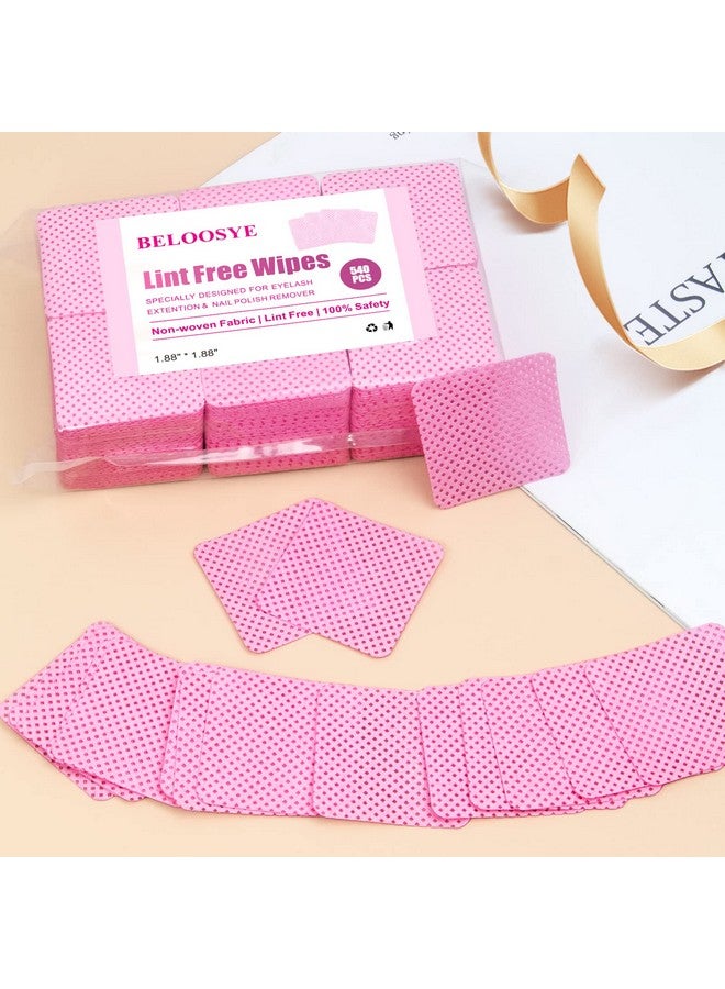 BELOOSYE 540 Pcs Lint Free Nail Wipes Eyelash Extension Glue Wipes Super Absorbent Soft Nonwoven Fabric Nail Polish Remover Wipes Cleaning Pad Cloth For Lash Extension Supplies & Nail Polish Bottle(Pink) - Image 2