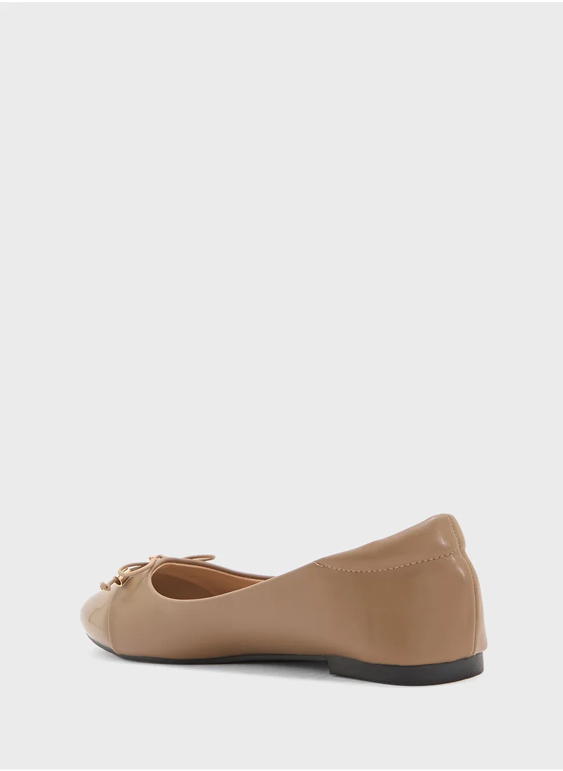 ELLA Patent Toe Ballerina With Bow