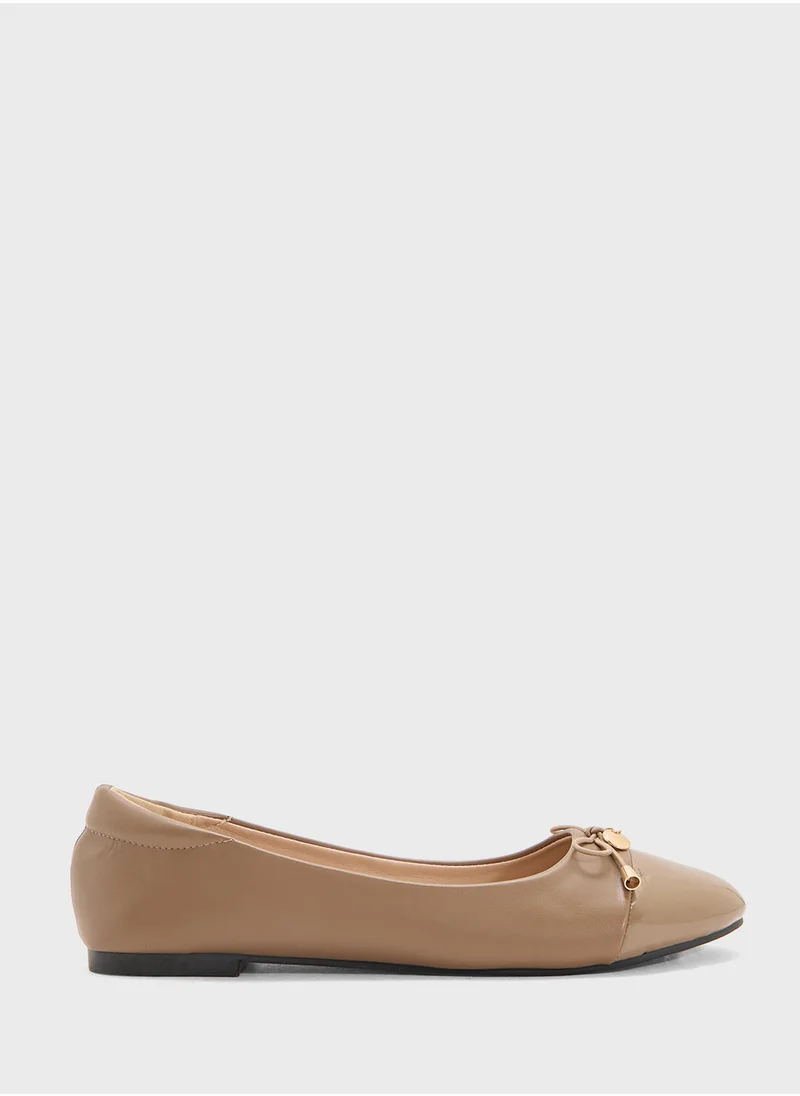 ELLA Patent Toe Ballerina With Bow