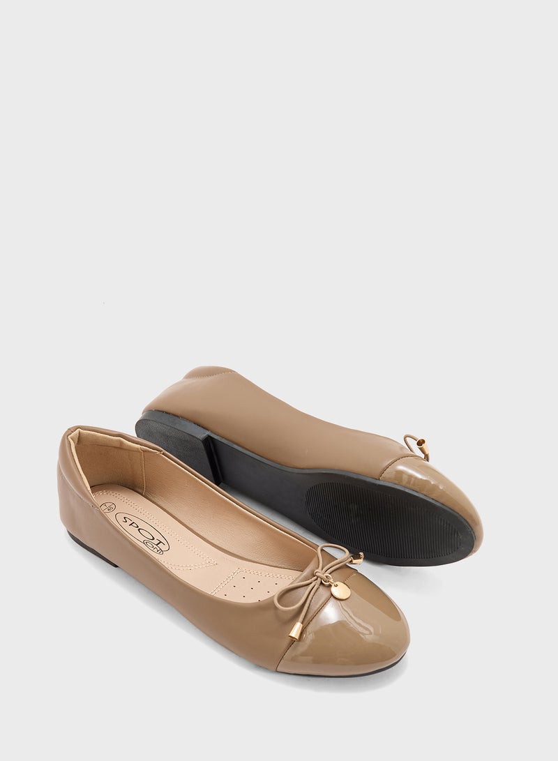 ELLA Patent Toe Ballerina With Bow  - Image 3