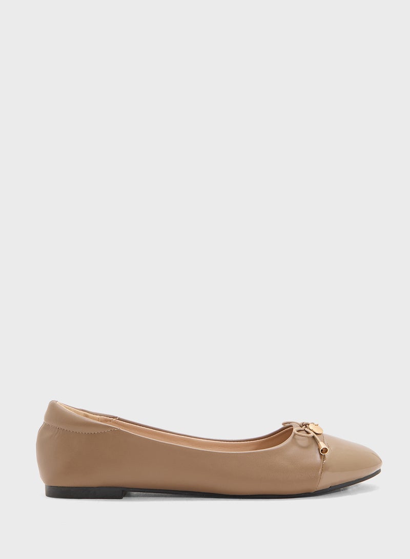 ELLA Patent Toe Ballerina With Bow  - Image 1