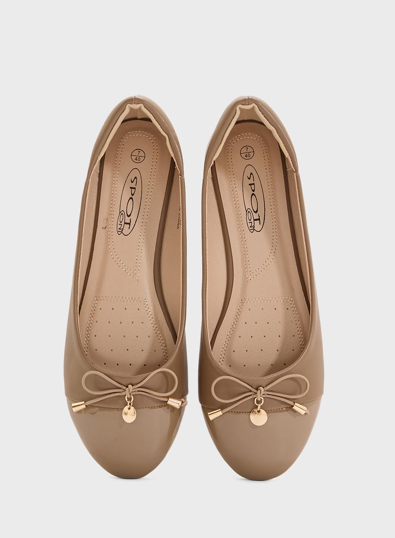 ELLA Patent Toe Ballerina With Bow  - Image 4