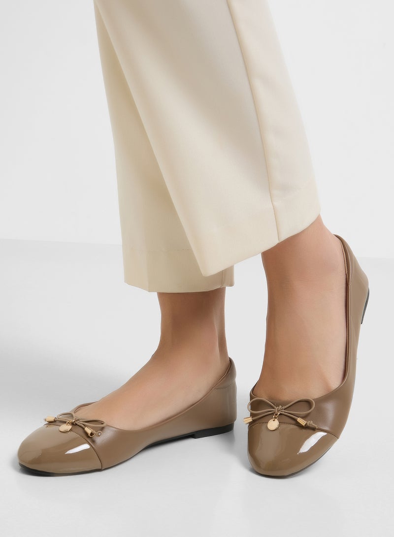 ELLA Patent Toe Ballerina With Bow  - Image 5