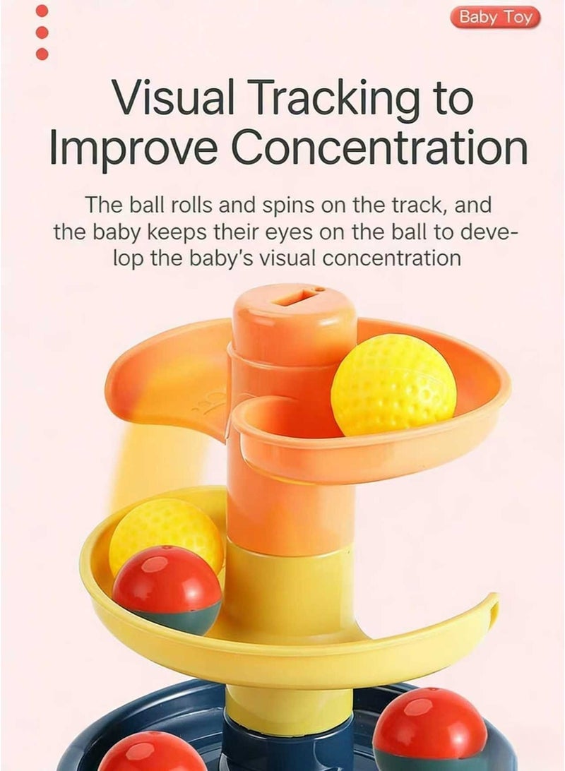 اوراکس Roll Ball Drop Swirling Tower,لعبة الطفل الصغير,متعددة الألوان,متينة وقوية,ألعاب تعليمية تنموية للأولاد والبنات,هدايا الأطفال,استخدام طويل الأجل (تسع طبقات مع 18 كرة) - Image 2