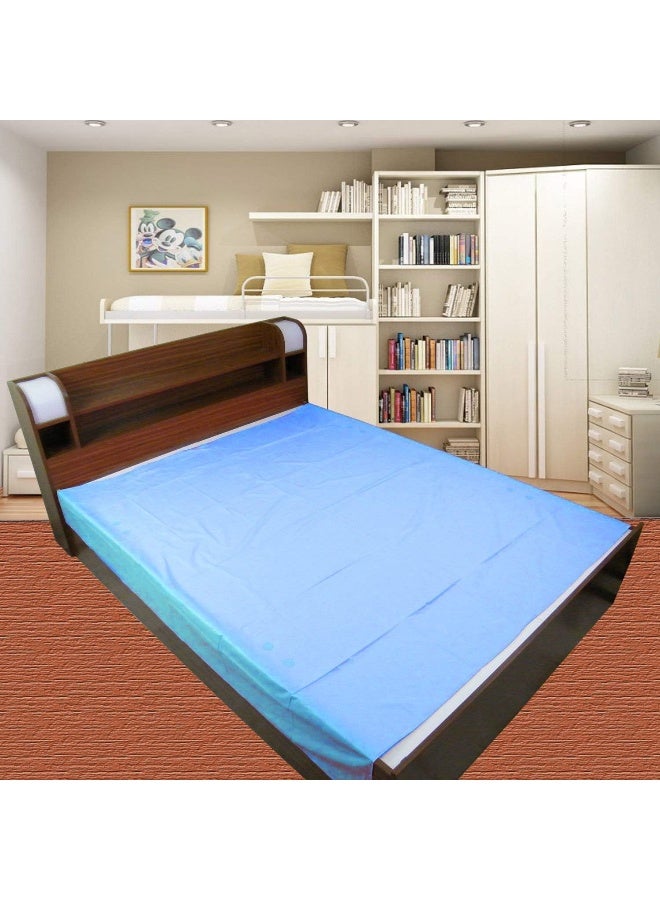DOLPHERS Double Bed/King Size Waterproof Plastic Mattress Protection Sheet for Baby and Adult (7.5 x 6.5ft, Blue) - Image 1