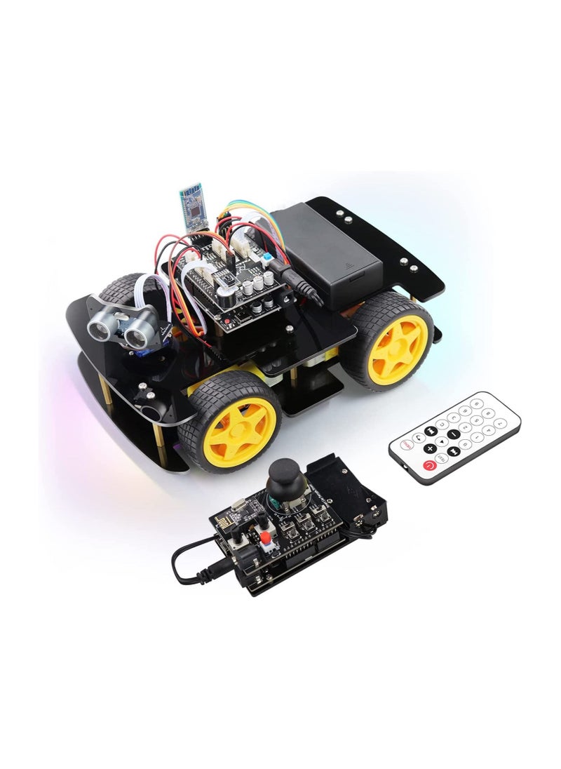 FREENOVE - FREENOVE 4WD Car Kit with RF Remote Compatible with Arduino IDE, Line Tracking, Obstacle Avoidance, Ultrasonic Sensor, IR Wireless Remote Control Servo - Image 1