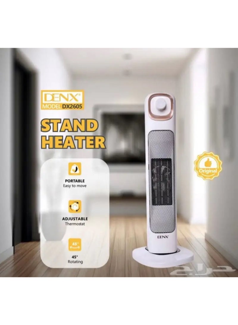 Denx 2000W Air Heater, Portable Heater, Household Floor Standing Shaking Head Electric Fan, Dormitory Office Fast Heating,White - Image 1