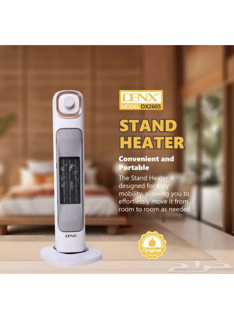 Denx 2000W Air Heater, Portable Heater, Household Floor Standing Shaking Head Electric Fan, Dormitory Office Fast Heating,White - Image 3
