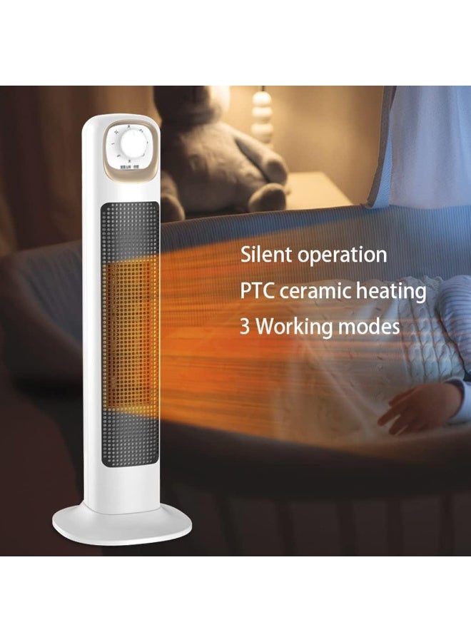 Denx 2000W Air Heater, Portable Heater, Household Floor Standing Shaking Head Electric Fan, Dormitory Office Fast Heating,White - Image 2