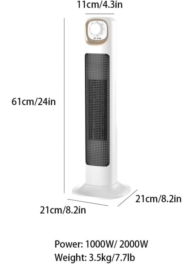 Denx 2000W Air Heater, Portable Heater, Household Floor Standing Shaking Head Electric Fan, Dormitory Office Fast Heating,White - Image 5