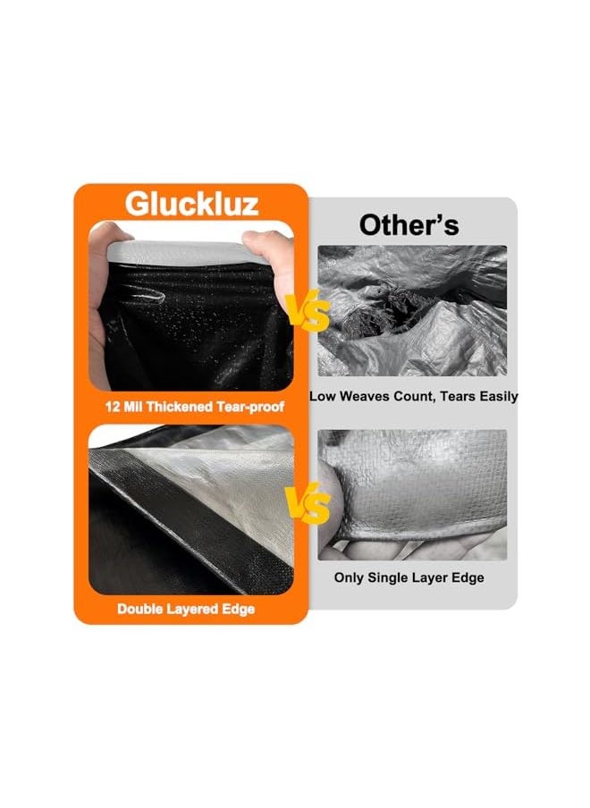 The Bros - Tarp Waterproof Heavy Duty Tarpaulin Sheet 220g/m² Thick 2.8 * 3.8m 12 Mil Tear-Proof UV Resistant Cover with Reinforced Grommets & Edges for Outdoor Garden Car Patio Camping Pool (Black) - Image 1