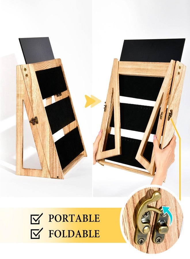 Bulado Necklace Display for Vendors, Foldable Necklace Holder with 66 Slots, 3 Tier Jewelry Display for Selling, Wood Jewelry Storage Organizer Stand with Black Velvet for Craft Show - Image 3