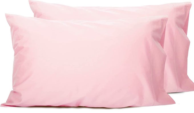 100 COTTON SOLID PILLOW COVERS PILLOW CASES SET OF 2 18X28 INCHES PINK