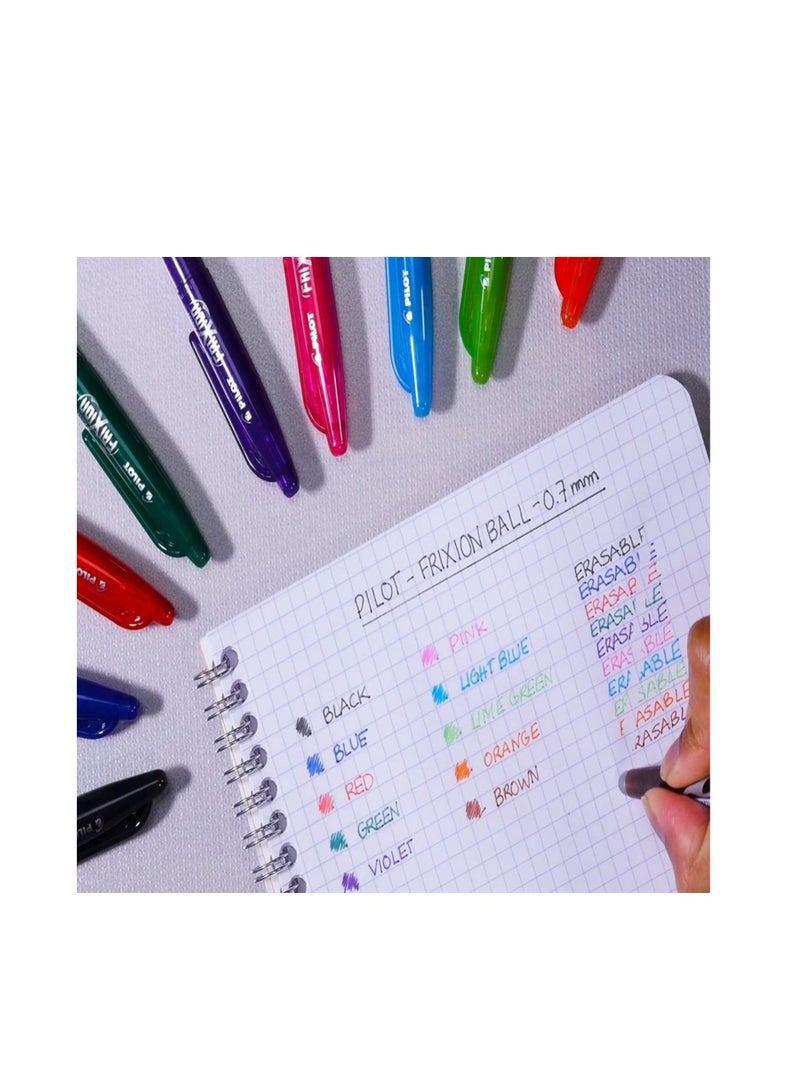 PILOT 6-Piece Frixion Erasable Ball Pen 0.7mm Tip Brown Ink - Image 3