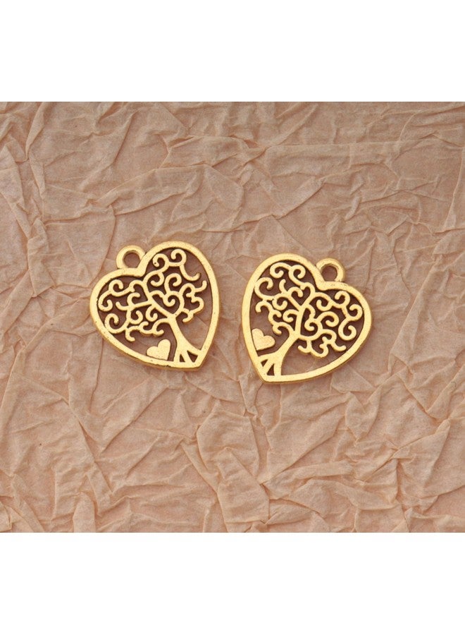 Ruwado 50 Pcs Tree of Life with Heart Shape 2 x 1.7 cm Charms Vintage Cute Hollow Small Pendants for DIY Jewelry Making Kits Necklace Bracelet Keychain Earring Thanksgiving Decoration Supplies, Metal, - Image 4