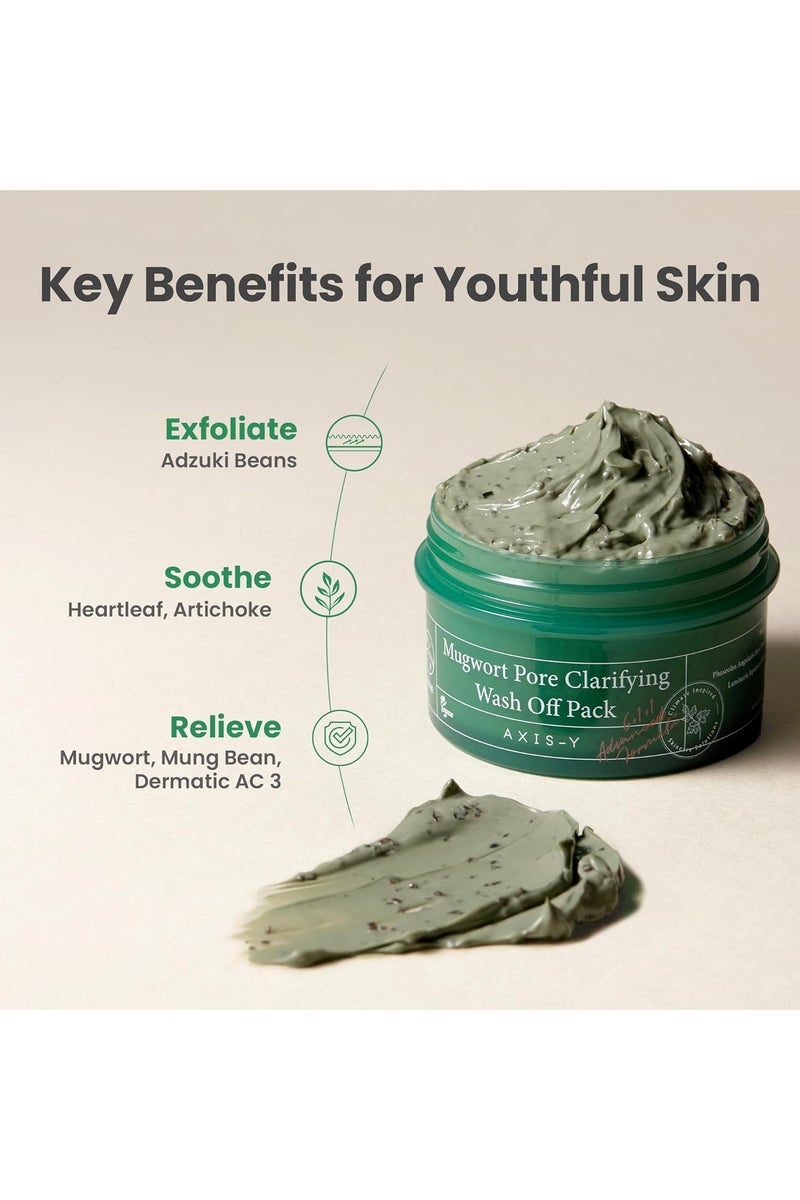 AXIS-Y Mugwort Pore Clarifying Wash Off Pack | Exfoliating | Pore Reduction | Acne, blackhead, oily skin care | Clay/Mud Mask | Korean Skincare | 100ml / 3.38 fl. oz. - Image 2
