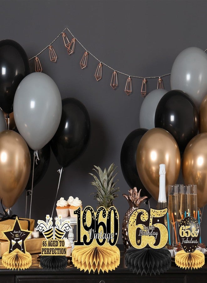 تفكس جيه 9 قطع زينة لعيد الميلاد الـ 65، قطع مركزية للطاولات، زينة طاولة بتصميم خلية النحل من الستينيات، زينة عيد ميلاد للرجال والنساء في الستينيات، حفلة عيد ميلاد الـ 65 - Image 5