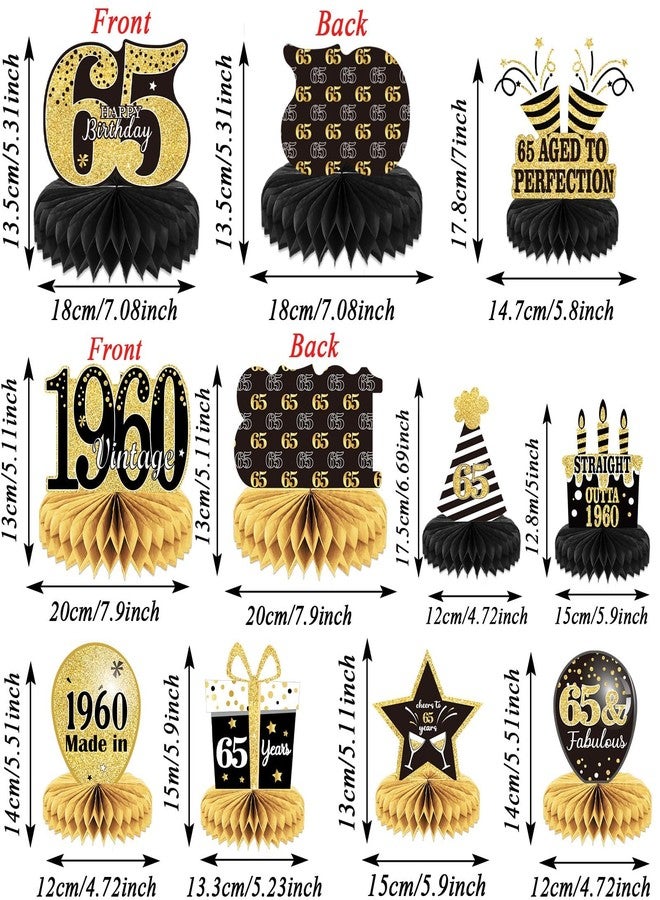 تفكس جيه 9 قطع زينة لعيد الميلاد الـ 65، قطع مركزية للطاولات، زينة طاولة بتصميم خلية النحل من الستينيات، زينة عيد ميلاد للرجال والنساء في الستينيات، حفلة عيد ميلاد الـ 65 - Image 2