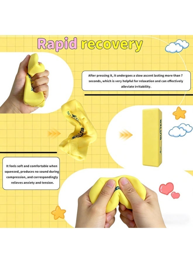 ZEESQUARE Butter Squishy, Fun Soft Squeeze Butter Bar, Squeeze Cheese Stress Toy,Portable Decompression Sensory Toy,Funny Novelty Home Office Desk Decor (Yellow,2Pcs) - Image 2