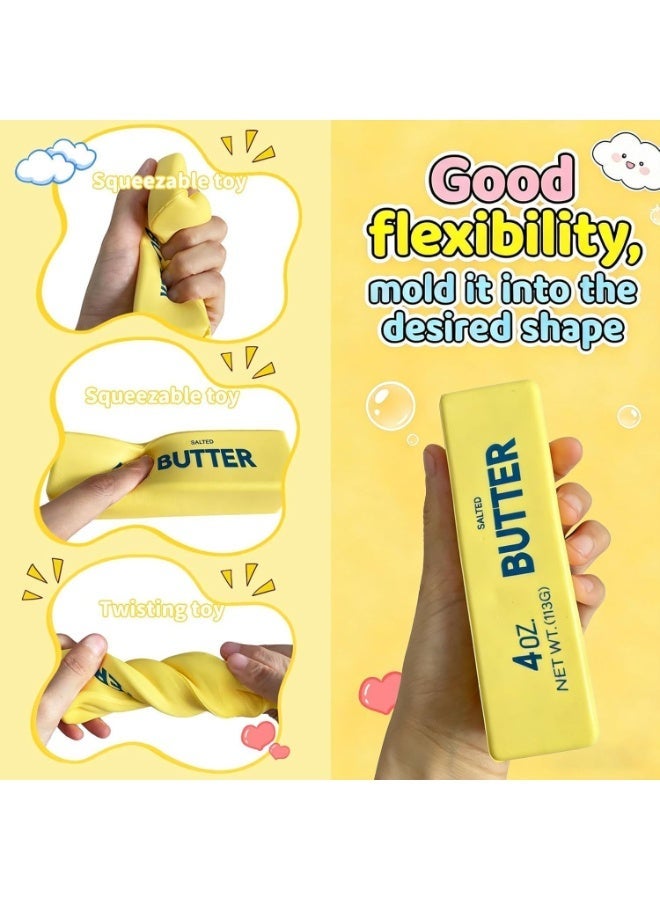 ZEESQUARE Butter Squishy, Fun Soft Squeeze Butter Bar, Squeeze Cheese Stress Toy,Portable Decompression Sensory Toy,Funny Novelty Home Office Desk Decor (Yellow,2Pcs) - Image 5