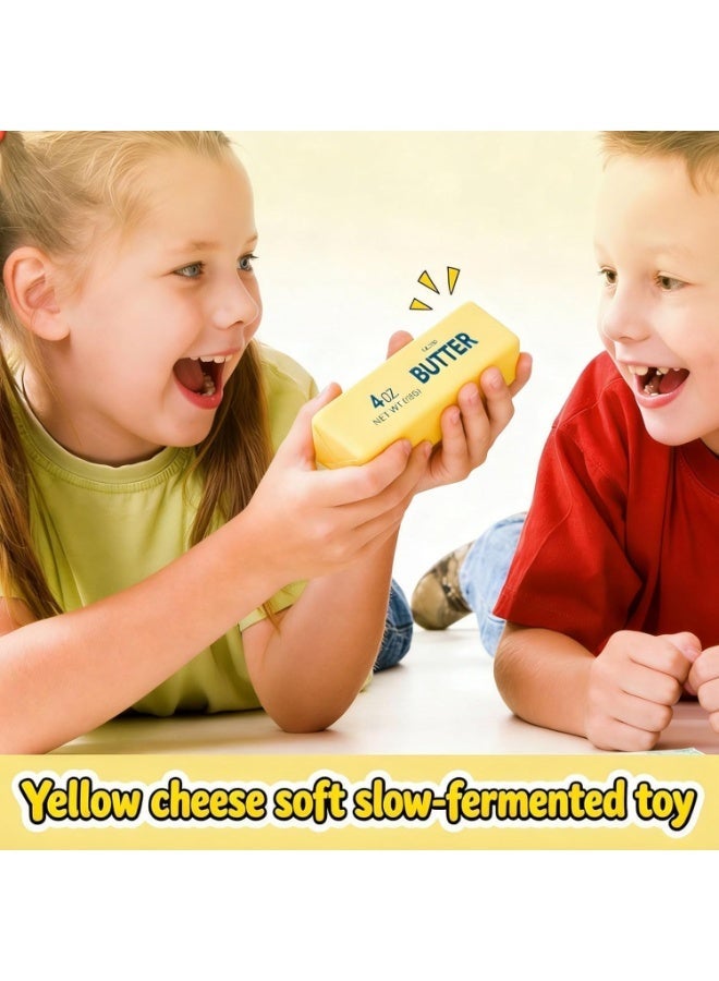 ZEESQUARE Butter Squishy, Fun Soft Squeeze Butter Bar, Squeeze Cheese Stress Toy,Portable Decompression Sensory Toy,Funny Novelty Home Office Desk Decor (Yellow,2Pcs) - Image 4