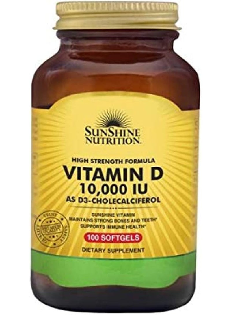 SUNSHINE NUTRITION Vitamin D 10000 Iu Softgels 100'S  - Image 1