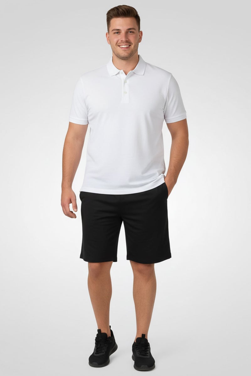 Greg Norman Men Sportswear Fit Short Sleeve Stripe Polo Shirt, White - Image 2