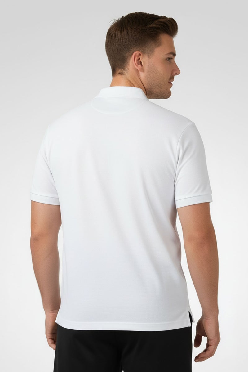 Greg Norman Men Sportswear Fit Short Sleeve Stripe Polo Shirt, White - Image 5