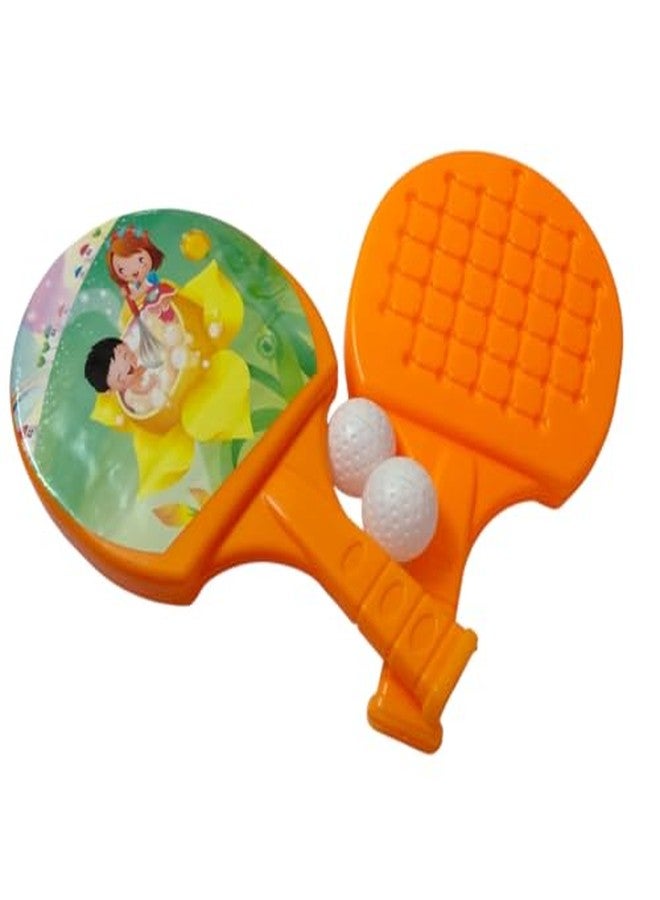 JNil Plastic Table Tennis Badminton Racquet and Ball for Kids Multicolour (Pack of 2) (Pink- Orange) - Image 4