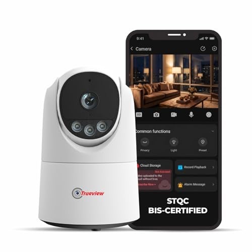 Trueview 3MP Wi-Fi ATC Robot Camera | BIS-ER (STQC Certified) WiFi CCTV Camera | All Time Color Night Vision | Pan Tilt | Smart Tracking | 2-Way Audio | Memory Card & Cloud | T18296S 2026 New Edition - Image 1