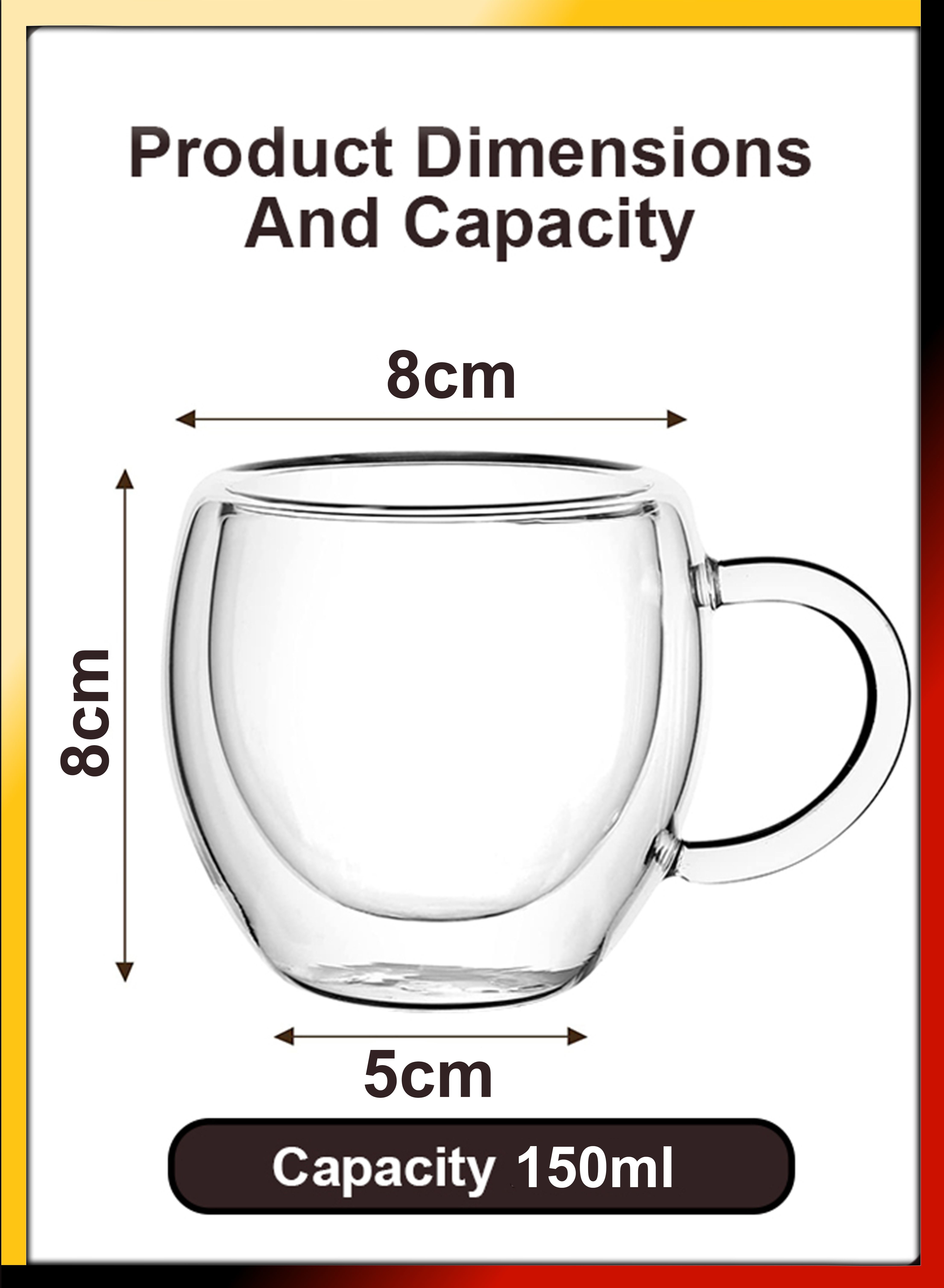 Pack Of 6 Insulated Double Wall Cups With Handle Espresso Latte Cappuccino Shot Glasses Clear Tea Coffee Mugs 150ml For Hot And Cold Beverages 