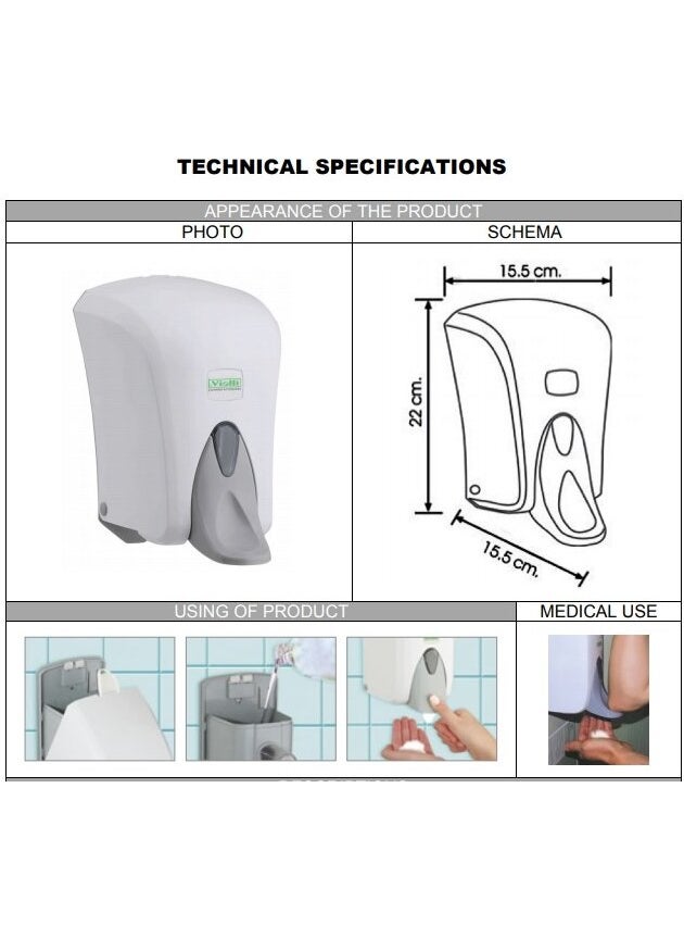 Vialli F6MC Medical Foam Soap Dispenser with Chamber 1000 ml Chrome  - Image 2