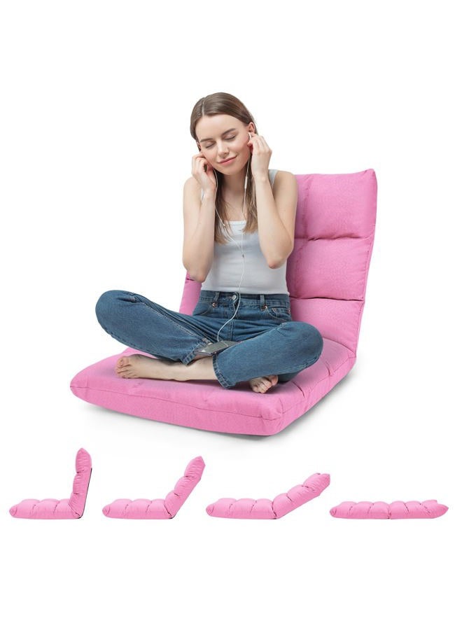 ERGOMASTER Pink Memory Foam Gaming Chair, 14-Position Adjustable Floor Chair for Relaxing, Reading, Video Games, Lightweight Foldable Design, 264 lbs Capacity - Image 1