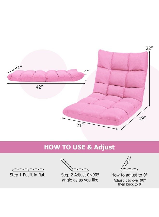 ERGOMASTER Pink Memory Foam Gaming Chair, 14-Position Adjustable Floor Chair for Relaxing, Reading, Video Games, Lightweight Foldable Design, 264 lbs Capacity - Image 5