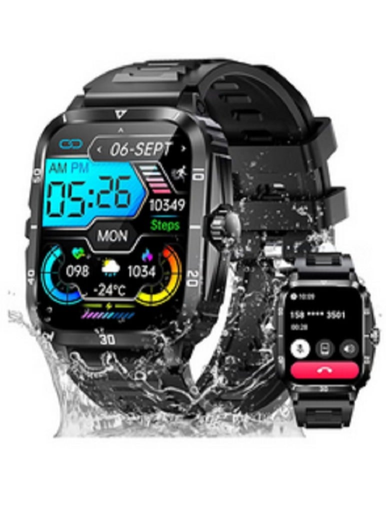 Smart Watches for Men (Make/Answer Calls) with 3ATM Waterproof, Tactical Rugged Watch 1.96" HD Screen Heart Rate Sleep Monitor 100+ Sports Modes Fitness Tracker Compatible with Android iPhone - Image 1