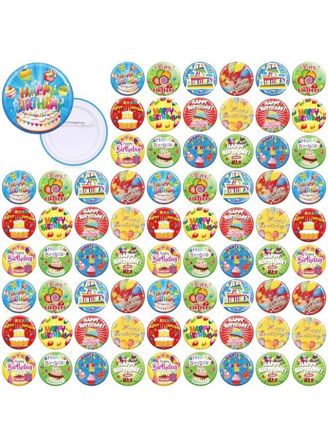 Bonuci 2 1/4 Inches Pin for Happy Birthday Button Pinback Buttons Colorful Button Pins Party Pins for Adult Birthday Party Supplies, 12 Styles, metal and plastic, polyester film, no gemstone - Image 1
