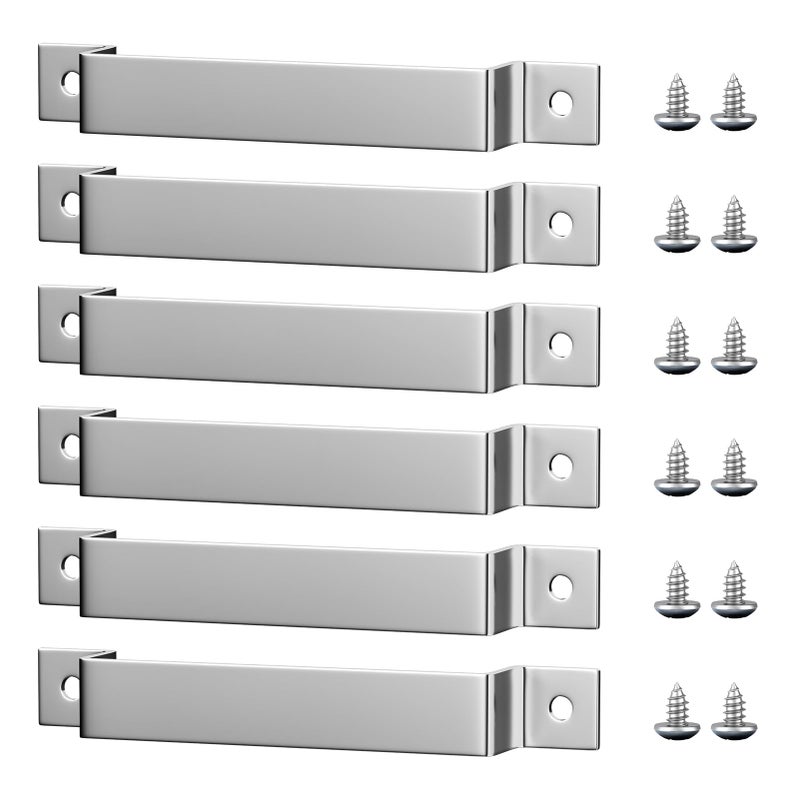 maycelon Tape Measure Clip Tape Measure Holder Bench Belt Universal Tool with Screws Stainless Steel Tool Hanger Storage Dock for Mount Drill Power Tape Measures and Belt Clips (6 Pcs, Silver) - Image 1