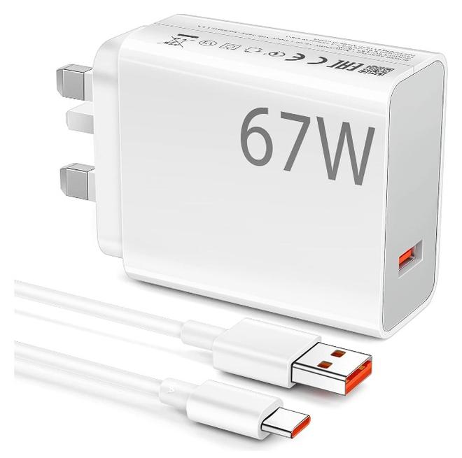 توبليو شاحن سريع 67 واط لهاتف شاومي 14 مع كابل شحن توربو 3A/1M، شاحن حائطي من النوع A المملكة المتحدة + كابل USB C لهواتف شاومي 14/13 لايت 13/13 برو/12T/12 12X ريدمي نوت 14 13 12 11 برو بوكو F6 F5 برو F4 X7 X6 X5 X4 - Image 1